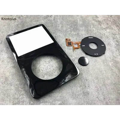black plastic front faceplate housing case cover +black clickwheel black center button for iPod 5th