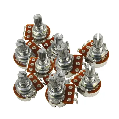 FLEOR 10pcs Mini Guitar Potentiometer Pot A250K / A500k Tone Volume Control Pots Short Shaft Guitar