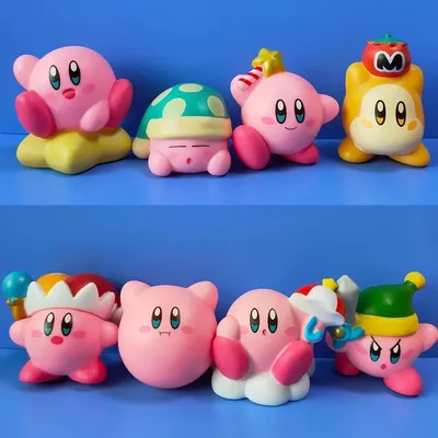 8Pcs/Set Games Star Kirby Anime Cute Cartoon Pink Kirby Mini Figure Decorative Collection Ornaments Toy For Children's Gifts