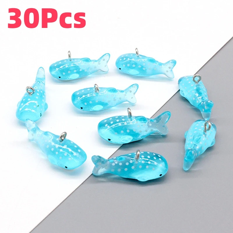 10/30pcs Mini 3d Polka Point Shark Resin Charms Bulk Kawaii Miniature Marine Animal Pendant Accessory DIY Summer Jewelry Make