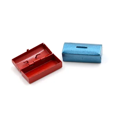 1pc 1:12 Mini Metal Tool Box Dollhouse Miniature Mini Box For Baby Gift Red Blue Doll Accessories