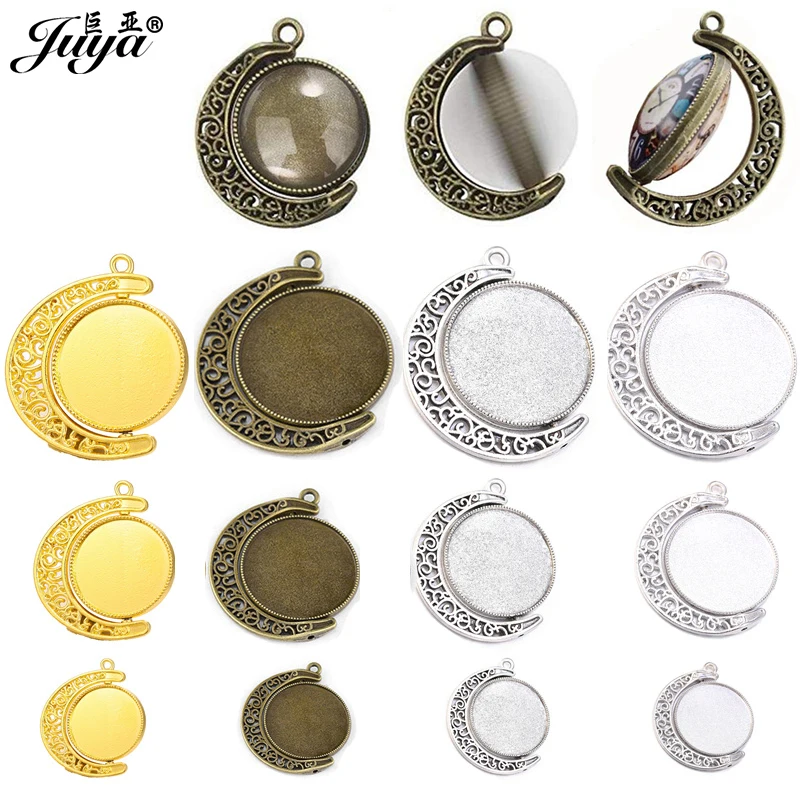 5pcs/lot 20/25/30mm Double Side Cabochon Base Rotation Planet Pendant Setting Charms For DIY Jewelry Making Findings Accessories