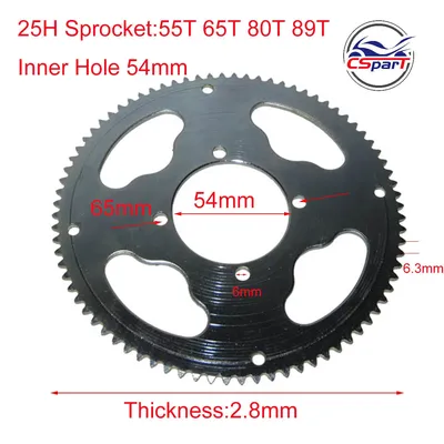 25H 55 65 80 89 Tooth 55T 65T 80T 89T 54MM Rear Sprocket For Razor EVO X-Treme IZIP E Gas Scooter