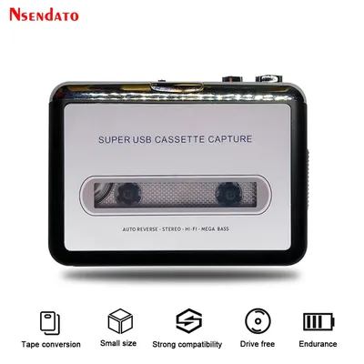 USB Cassette Capture Radio Player Portable USB Cassette Tape to MP3 Converter Capture Audio Music