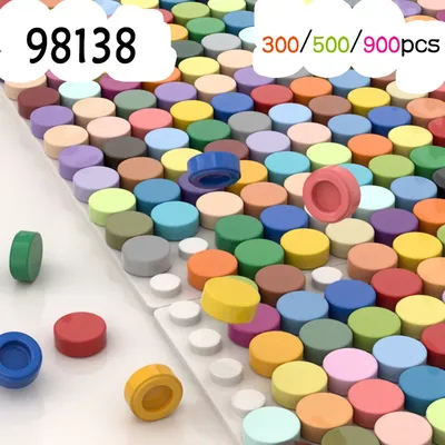 300/500/900pcs Tile 1x1 Round DIY Building Blocks Bricks 58 Colors Educational Creative Toys for Children Compatible With 98138
