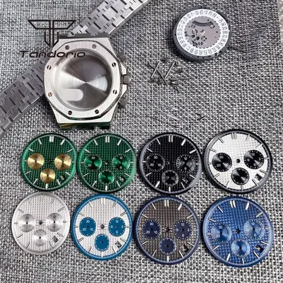 Stainless Steel Brushed 42mm Watch Case Bracelet Octagon Bezel Sapphire Crystal Fit VK63 VK64 Chronograph Quartz Movement