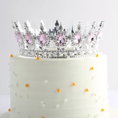 Beautiful Crystal Large Crown Cake Decoration Crown Cake Topper for Gril Birthday Party Cake