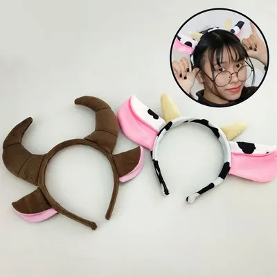 1PC Creative Cow Milk Horn Ear Headband Animal Cosplay Costume Hair Band Party Props