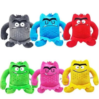 6PCS Kawaii Emotion Monster Plush Toys - 6 Colors Soft Stuffed Animals, Cute Educational Sensory