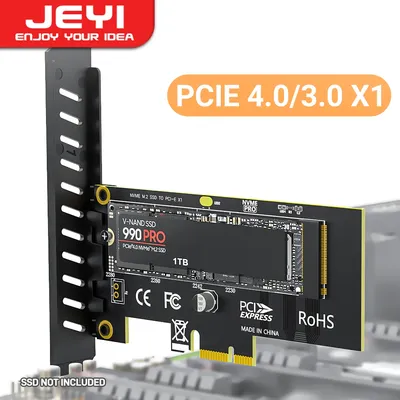 JEYI M.2 NVME SSD to PCIe 4.0 x1 Adapter Card, 2280 SSD PCIE X1 Expansion Card for Desktop PC, PCI-E
