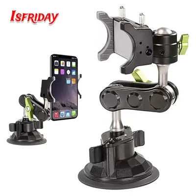 Universal Metal Phone Clamp Holder in Car Ball Head Bracket Suction Cup Mount 360 Rotate Stand for