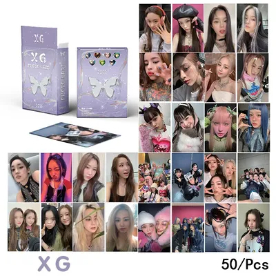 50pcs/set Laser Card XG Girl Group Album LOMO Card JURIN CHISA HINATA HARVEY JURIA Fan Collection