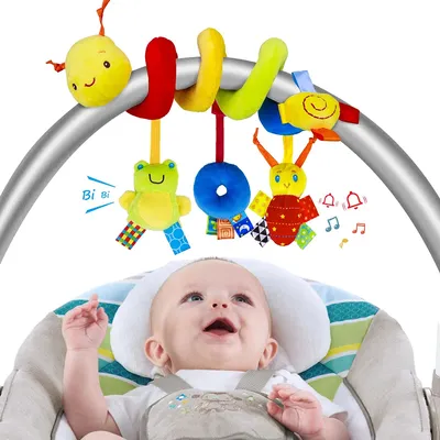 Spiral Stroller Toys Newborn Plush Hanging Baby Soft Rattle Sensory Toys Crib Mobile Bassinet for