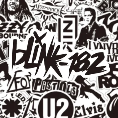 50PCS Fashion Cartoon Cool Skateboard Black and White Rock Graffiti Cup Computer DIY Waterproof PVC