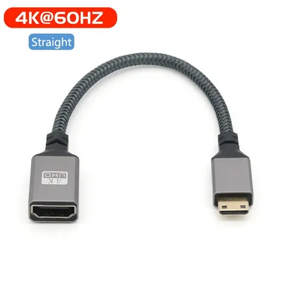 4K Mini hdmi to HDMI-compatible Female Elbow short cable.HD mini to standard Video Conversion, Used