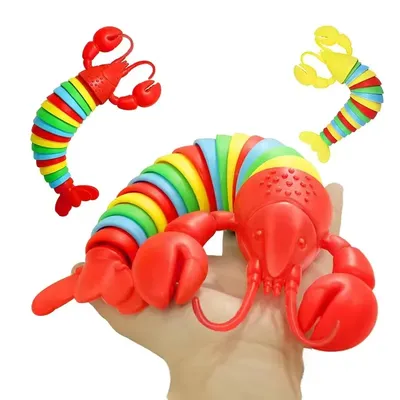 3D Articulated Stretch Lobster Stress Reliever Hand Toy, Sensory Fidget Toy for Adults and Kids, Pressure Relieving Desk Toy