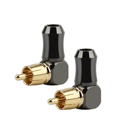 RCA Connector Audio Plug Male L Type 90 Degree Right Angle Elbow Speaker Terminal Conector For