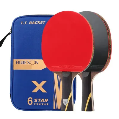 HUIESON 6 Star 2Pcs Carbon Table Tennis Set Super Powerful Ping Pong Raet Bat For Adult Club