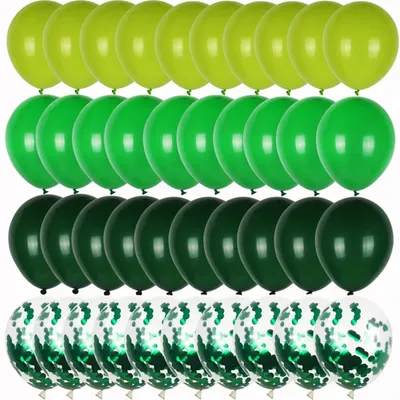 40pcs Retro Dark Green Balloons Set Confetti Balloon Jungle Safari Animal Birthday Party Decorations