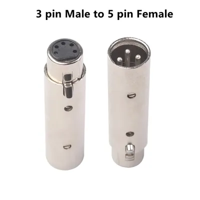 3 Pin XLR To 5 Pin DMX Metal Cased Converter Audio Lighting Adapter 3 Pin Male To 5 Pin Female