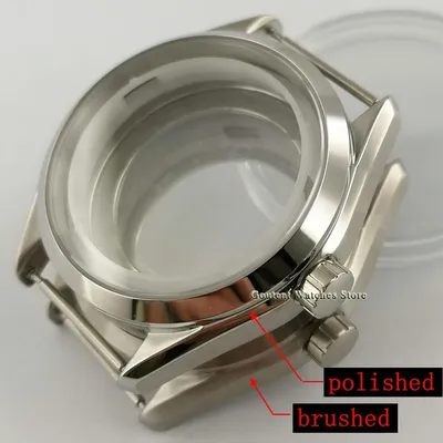 41mm Silver Polished/Brushed Watch Case Suitable For NH35 NH36 ETA 2836,Mingzhu/DG2813/3804,Miyota 8205/8215 Movement