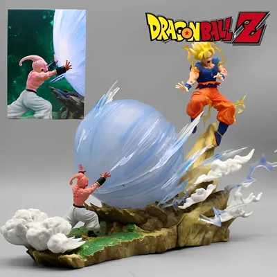 In Stock Anime Dragon Ball Z Majin Buu Vs Son Goku Figurine Gk Statue Action Figures Pvc Collection Model For Children Gifts Toy