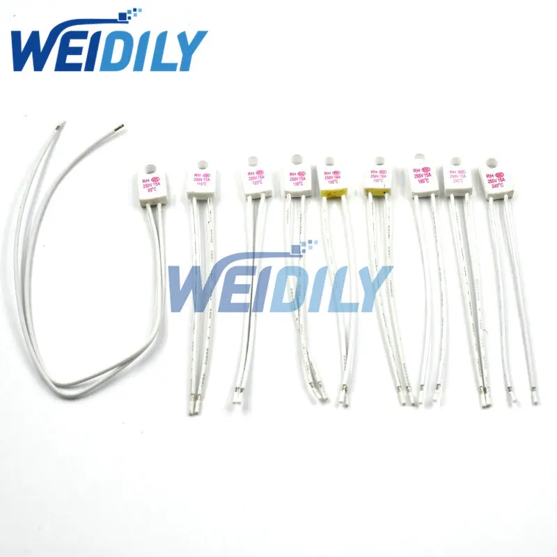 2PCS RH 95C 115C 125C 130C 135C 150C 180C 230C 240C Degree RH Cutoff Temperature Fuse 15A 250V Fan Motor Thermal Fuse