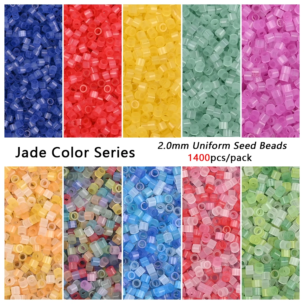 2.0mm Japan Jade Color Small Glass Beads 1400pcs Translucent Uniform Small Beads For French Embroidery DIY Jewelry Making