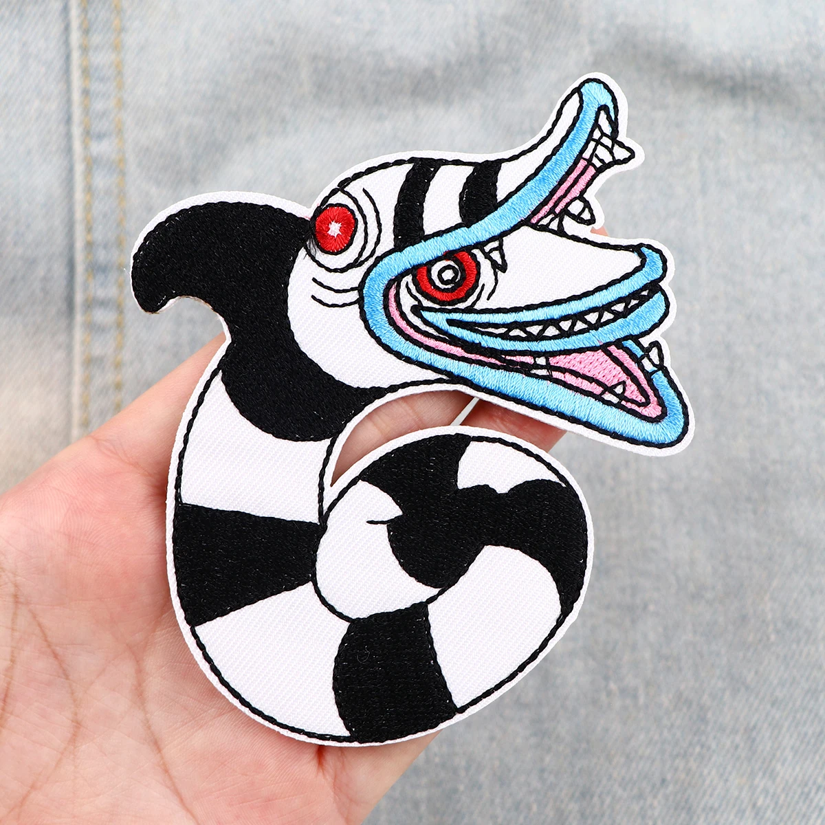 Movie Snake Cartoon Embroidery Patch Animal Patch Iron On Patches For Clothing Patches On Clothes Jacket Sew DIY