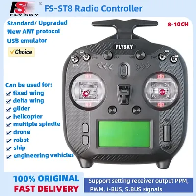 FLYSKY FS-ST8 2.4G Radio Transmitter ANT RGB Assistant 3.0 8CH 10CH FS-SR8 Receiver forRC Airplane