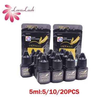 Wholesale 5ml Lady Black Glue For Eyelash Extension Korea Professional Fast Drying Low Stimulation