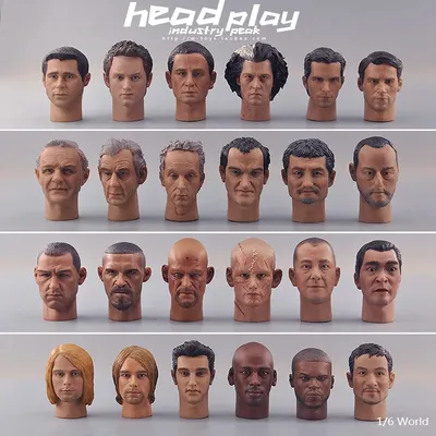 Headplay 1/6 Male Soldier Trend Asian Europe and America Star Military Head Carving Model Fit 12" Action Figure Body