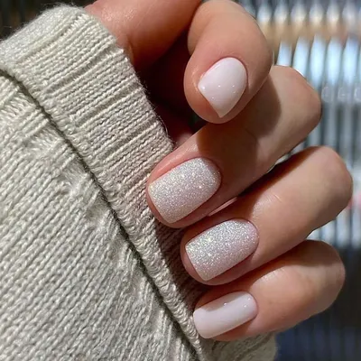 24pcs Square False Nails Simple White French Glitter Fake Nails Full Cover Detachable Nail Tips