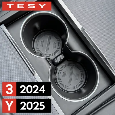 For Tesla Model Y Launch 2025 Model 3 highland 2025 Water Cup Mat Coasters Slots Non-Slip Mat