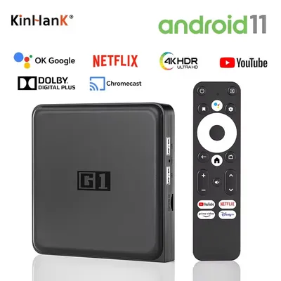 KINHANK G1 Android TV Box With Netflix 4K Ultra HD Google Certified Dolby Vision HDR10+ 4G 32G