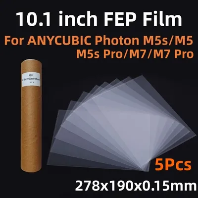 5 Pcs Fep Film 10.1 Inch 278x190x0.15mm for ANYCUBIC Photon Mono M5s M5 M5s Pro M7 M7 Pro UV Resin