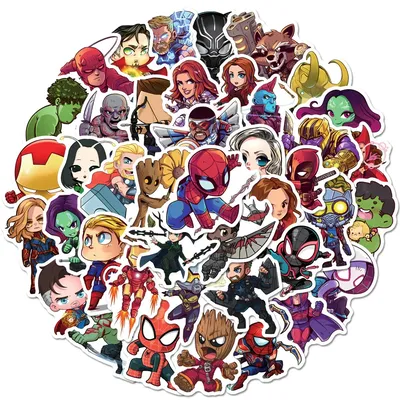 10/30/50/100pcs Disney Marvel The Avengers Anime Stickers Kawaii Decals Laptop Notebook Diary Phone