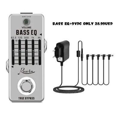 Rowin Bass EQ Pedal, 5-Band EQ Pedal Electric Bass Equalizer Provides ±18dB for Each Band EQ Seeker