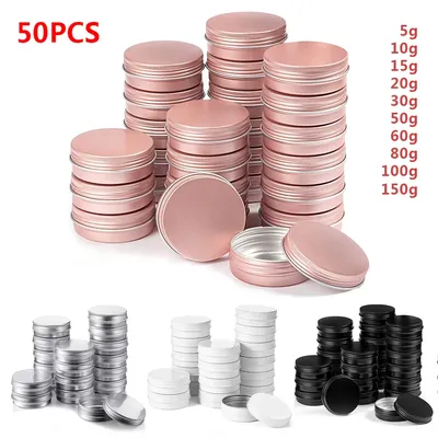 50PCS 5g 10g 15g 20g 30g 50g 60g 80g 100g Aluminum Tin Jars Metal Empty Cosmetic Face Care Eye Cream