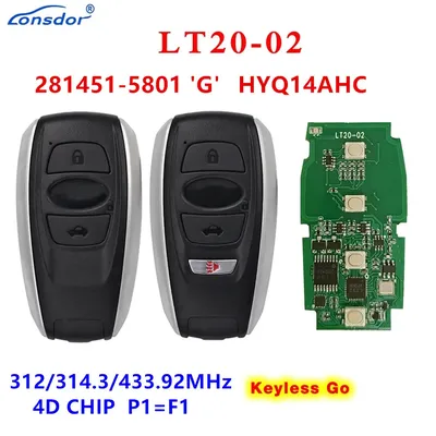 KEYECU Replacement Keyless Smart Key 312/314.3/434 MHz 281451-5801 For Subaru Forester Legacy