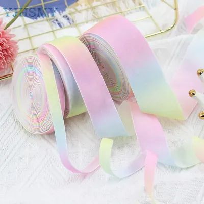 Pastel Rainbow Ribbon Velvet Ribbon 5 Yards Rainbow Craft Ribbon Gift Ribbon for Gift Wrapping Party