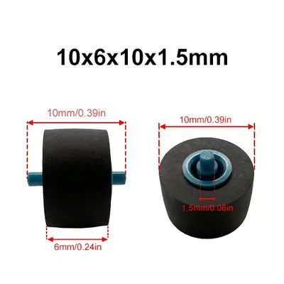 10x6x1.5x10mm Rubber Pinch Roller Wheel With Blue Shaft For Tape Recorder Pressure Cassette Deck