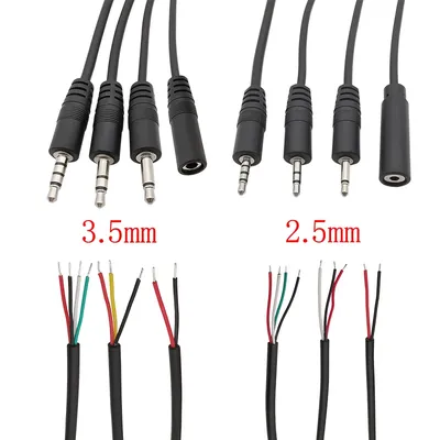 5Pcs Mono / Stereo 2/3/4 Pole 2.5mm / 3.5mm Male Plug Female Jack Audio Headphone Extension Cable