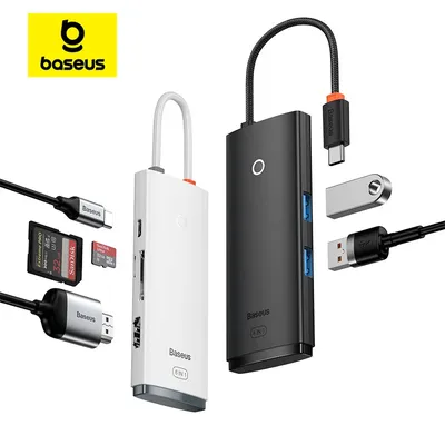 Baseus USB Type C HUB to HDMI-compatible USB 3.0 Adapter 6 in 1 Type C HUB Dock for MacBook Pro Air