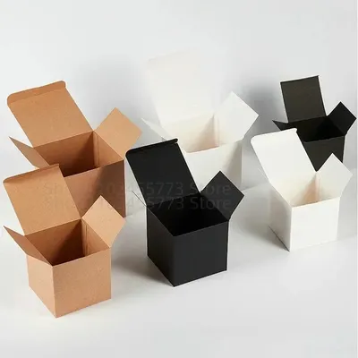 20/50pcs Square Folding Kraft Paper Box Black White cardboard Box for Packaging Candle Gift Box For