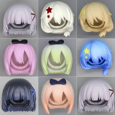 Ob11 Girl Doll Plastic Hair Replacement Doll Bow Hairstyle Short Hair Accessories For Obitsu11 Gsc Ymy Body 1/12Bjd Doll Body