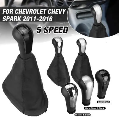 5 Speed Gear Shift Knob w/PU Leather Gaiter Boot Cover For Chevrolet Spark 2011 2013 2014 2015 2016