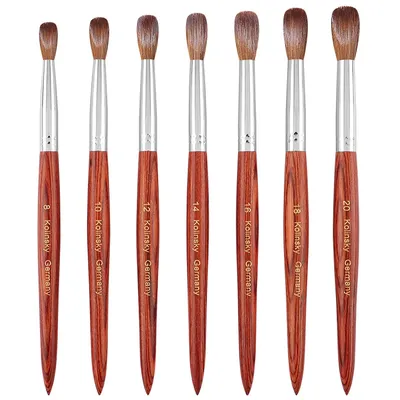 100% Prue Kolinsky Acrylic Nail Brush Oval Round Head Red Wood Handle Professional Salon Quality for