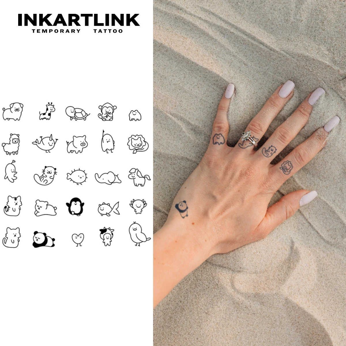 Small Animal World temporary tattoo sticker, waterproof magic tattoo, lasts to 15 days fake tattoo, semi permanent tattoo