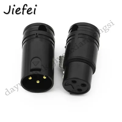 20-50Pcs New high-quality Black shell Gold pin Professional 3 Pin Right Angle XLR Male and Female